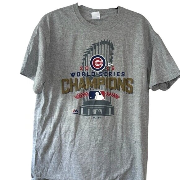 2016 Chicago Cubs World Series Champions Gray T-Shirt L Port & Company Core Cott - Picture 1 of 7